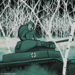 Illustration eines Soldaten in einem Panzer
