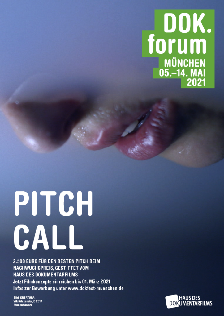 Plakat zur Ausschreibung Pitch Award 2021 © DOK.fest München