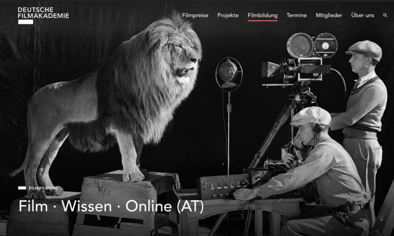 Screenshot der Webseite "Film Wissen Online" © HDF