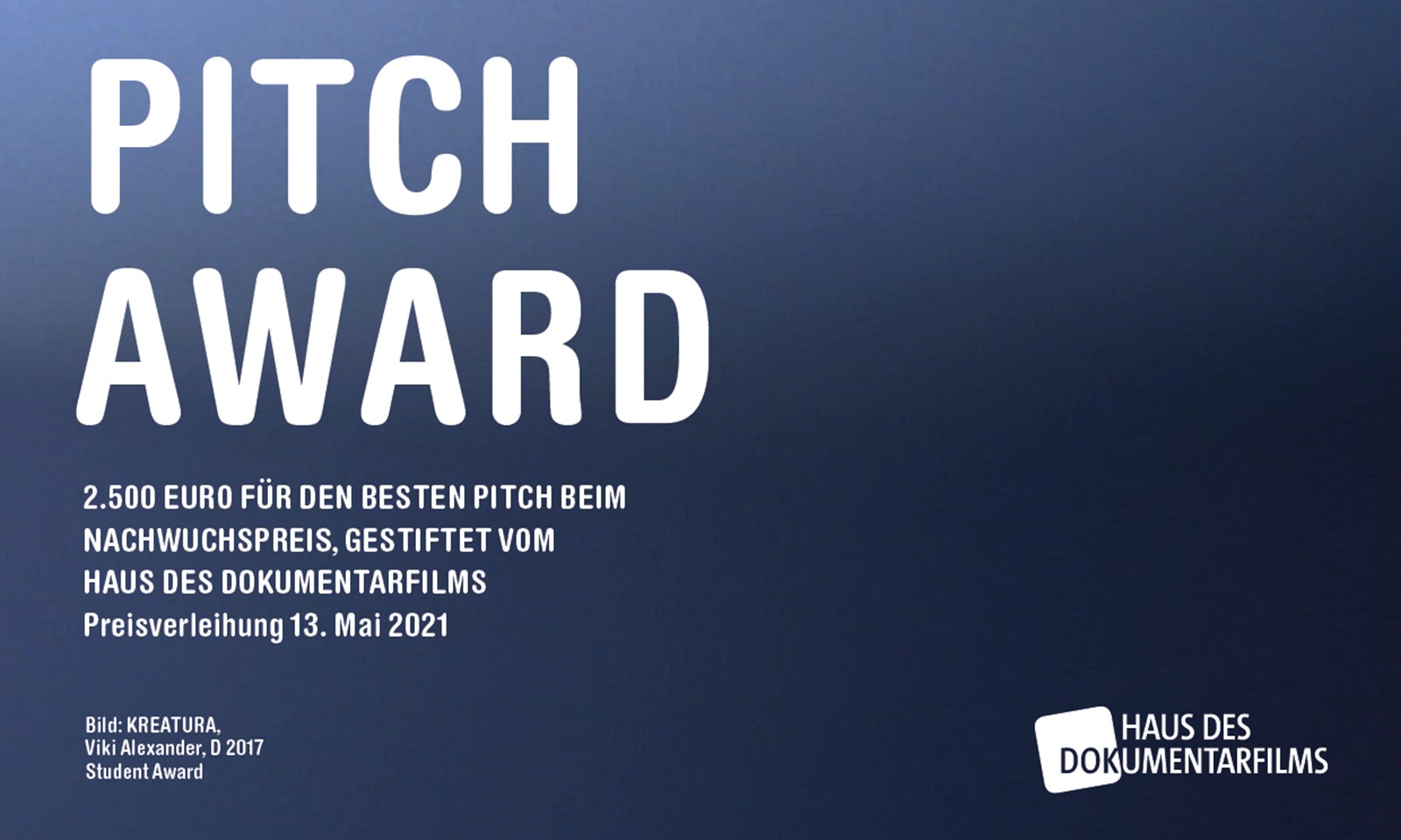 Plakat klein Pitch Award 2021 © DOK.fest München
