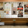 Plakat zu den Kinostarts. Wand mit Filmplakaten
