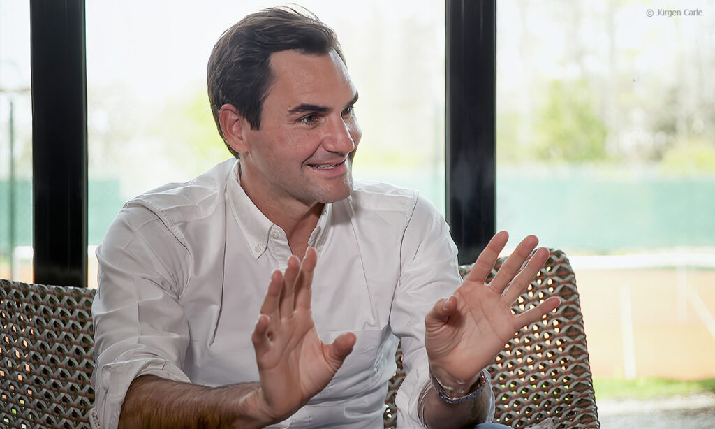 Roger Federer im Gespräch mit Anne-Sophie Mutter © Jürgen Carle