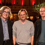 WimWenders_PhilipScheffler_GereonWetzel bei der Preisverleihung des Deutschen Dokumentarfilmpreises 2011