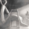 Filmstill aus DIE KINDER AUS KORNTAL. Man sieht ein animiertes Bild in Schwarz-Weiß, das eine körperliche Züchtigung einer Person zeigt. Diese liegt über einem Stuhl. Im Raum sind weitere Personen, die auf Stühlen sitzen. Eine Person ist frontal abgebildet und hält den Blick gebeugt und die Hände zwischen den Knien gefaltet. (Credit: DOK Leipzig 2023/Regie: Julia Charakter)