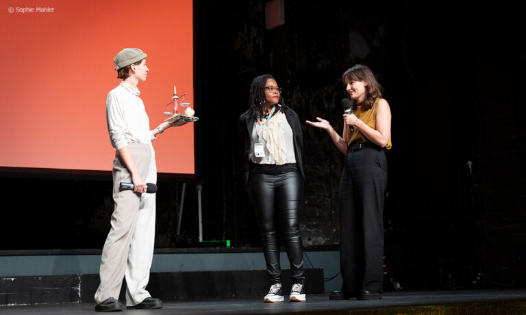 vlnr. Annabell Liliental (Kunsttherapeutin), Michelle Bastien-Archer (Protagonistin), Nele Dehnenkamp (Regisseurin von „For the Time Being“)